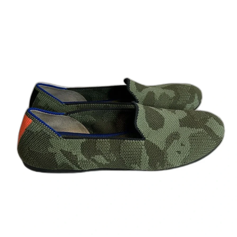 ROTHY'S Kids Camo Slip-On Size 2 Girls Green Flats Youth Shoes